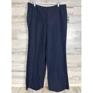 Nine West Womens 16 Plus Black Neo Classic Linen Dress Pants Casual Trousers NEW